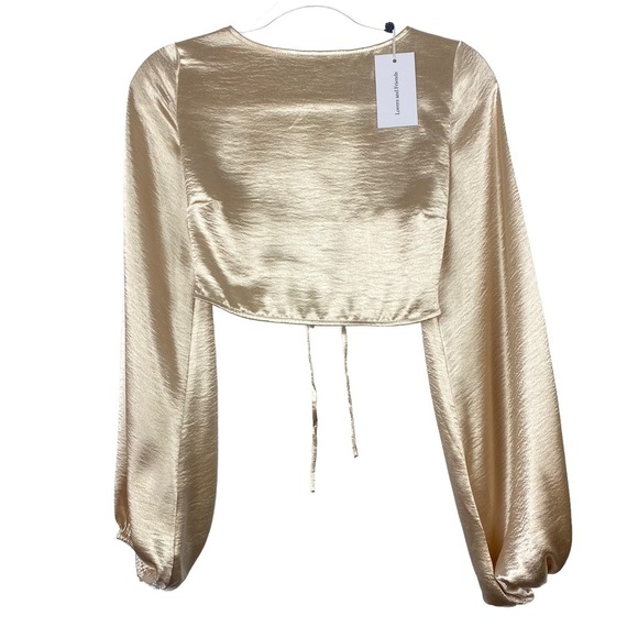 NWT LOVERS & FRIENDS Britt Top & Pants Set Champagne Gold Crop Top NEW Small S - Picture 3 of 16